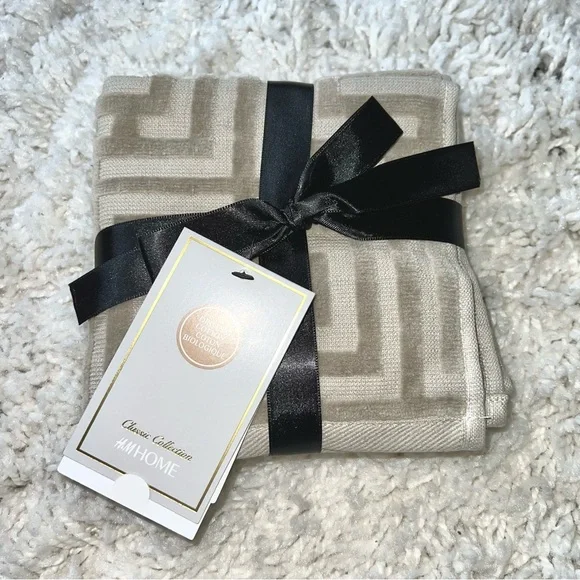 H&M Home 3-Pack Washcloths Organic Cotton Jacquard-Weave Taupe Size 12x12” NWT - Picture 4 of 9